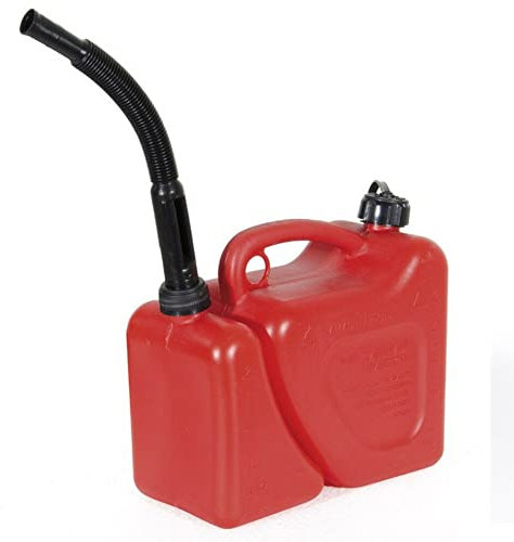 VERDELOOK Tanica Doppia in plasica Rossa con boccaglio, Adatta ad Ogni Tipo di Carburante, capienza 5+2 L