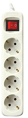 SILVER ELECTRONICS 9638 Regleta Tomas con Interruptor, Blanco, 4 Enchufes / 3 Metros