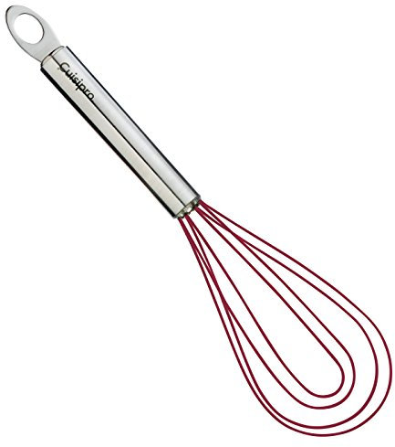 Cuisipro Flat Whisk, Red, Flexible Silicone, Non-Scratch, Heat Resistant, 20cm, 8”, Ceramic, 20 cm