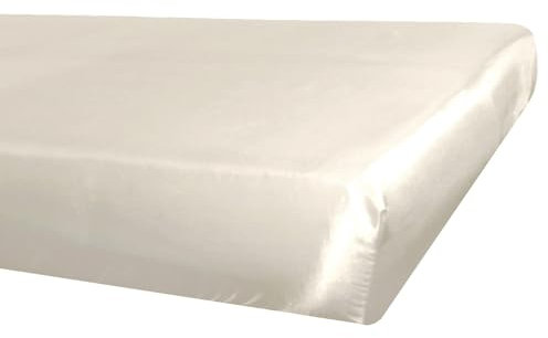 beties Glanz Satin Spannbetttuch ca. 100x200 cm Spannbettlaken Premium schwere Qualität & edel, fein fließend aus deutschem Unternehmen (Champagner)