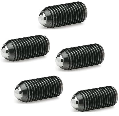 Ganter Normelemente GN 615.3-M6-K 3-M6-K-Federnde Druckstücke mit Innensechskant, Schwarz, Gewinde d1: M6, 5 Stück