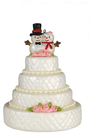 Krebs Glas Lauscha Schneemann Hochzeitstorte, 13cm