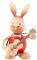 Drechslerei Kuhnert - Osterdekoration / Osterhase - Stupsi Hase mit Gitarre - 12cm - aus Holz - Made in Germany