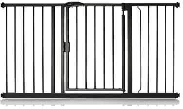 Safetots Pressure Fit Self Closing Stair Gate, 139.8cm - 146.8cm, Matt Black, Auto Closing Baby Gate, Safety Barrier for Toddler, Easy Installation