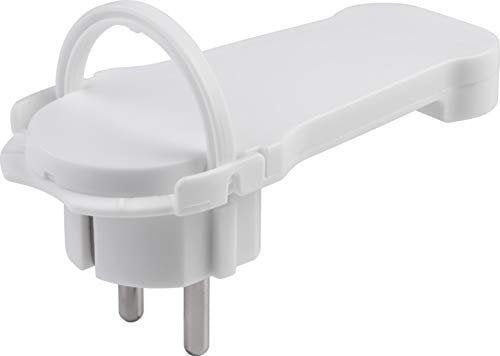 Meister Flachstecker weiß - Mit Klappbügel - Geeignet für Leitungen mit 1,5 mm² Kabelquerschnitt - IP20 Innenbereich / Schutzkontakt-Winkelstecker extraflach / Schuko-Stecker / 7421070