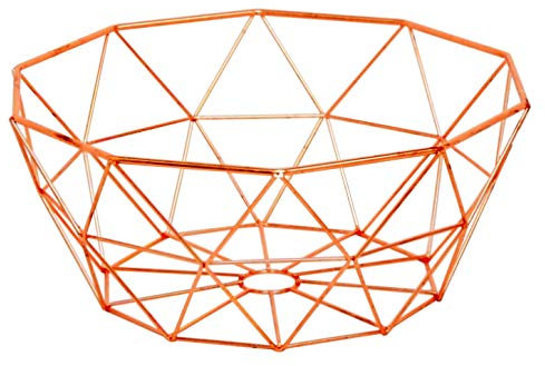 Copper Fruit Basket Geometric Bowl Kitchen Dining Table Decorative