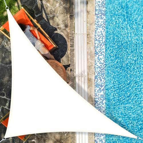 AXT SHADE Vela Ombreggiante Impermeabile Triangolo Rettangolo 4x4x5,65m Tenda a Vela Parasole e Protezione Raggi UV per Esterno Terrazza Giardino-Crema