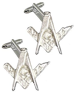FT520 Manschettenknöpfe Freimaurer, Freimaurer, 4 x 3,5 cm, 1 Paar Manschettenknöpfe aus feinem englischen Zinn