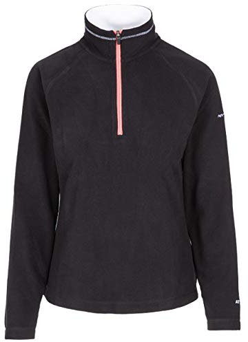 Trespass Women's Fleece Jacket Skylar - Microfleece, Airtrap Technology, 1/2 Zip Neck, Contrast Inner Collar, Knitted, 100% Polyester Black/White