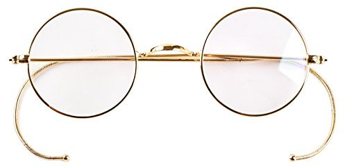Agstum Retro Small Round Optical Rare Wire Rim Eyeglasses Frame Clear Lens (Gold, 42)