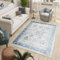 TAPISO Valley Teppich Kurzflor Weiß Grau Blau Rahmen Ornamental Used Effekt Meliert Verwischt Vintage Wohnzimmer Schlafzimmer ÖKO-TEX 200 x 300 cm