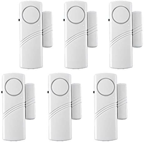 6 Pack Door Window Alarm, Magnetic Burglar Alert Sensor, Loud Door Alarms for Kids Safety, DIY for Home Security, Office Protection,Shopping Store AAA Battery