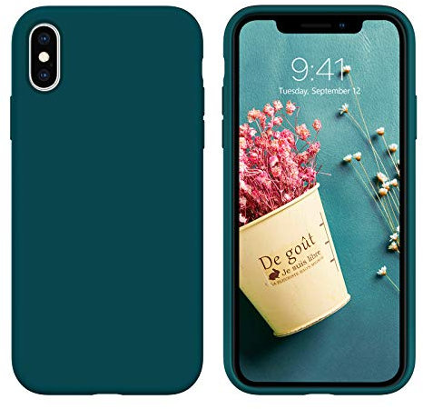 DUEDUE Coque pour iPhone X/XS, Silicone Militaire Antichoc, Doublure Coque de Téléphone pour iPhone X/XS Protection Ecran Intégrale,Toucher Confortable Anti Rayures Etui pour iPhone X/XS,Vert