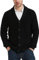 Kallspin Herren Wollschal-Kragen Strickjacke mit Knöpfen und Taschen(Schwarz, 4XL)