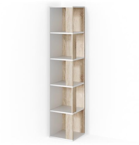 Vicco Étagère d'angle Lio, Blanc/Sonoma, 33.3 x 162.2 cm
