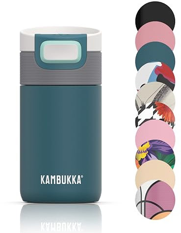 Kambukka Thermobecher 300ml - Kaffeebecher to go aus Edelstahl - Auslaufsicher & dicht - Isolierbecher, Travel & Coffee mug - hält 5h heiß/ 11h kalt - Modell ETNA DEEP TEAL