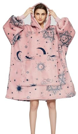 iyoimono Hoodie Decke für Damen Flanell Fleece Pullover Sweatshirt Decke Flauschige Sherpa TV-Decke mit Ärmeln Übergroße Kapuzen Pullover Kuscheldecke Einheitsgröße(Tarot Sonnengott)
