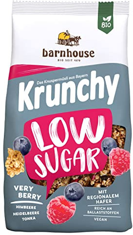 Krunchy di muesli ai frutti rossi a basso contenuto di zuccheri bio 375 g (Mirtillo - Lampone - Avena)