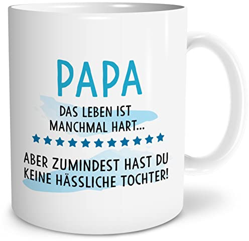 OWLBOOK® Geschenke für Papa zum Geburtstag | Papa Geburtstagsgeschenk für Papa Tasse | Papa Geschenk | Weihnachtsgeschenke für Papa | Leben ist manchmal hart Tochter | Keramik 300 ml