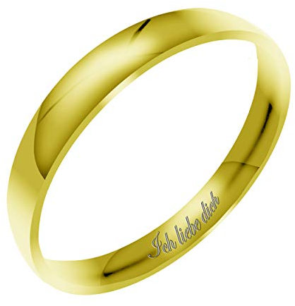 Everstone Männer Glänzend Poliert 6MM Kuppelförmig Partnerringe Trauringe Eheringe aus Titan Farbe: Gelbgold Lasergravur Ich liebe dich