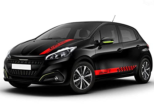 HEYCE Auto Aufkleber, Seitentürstreifen für Peugeot 208 2020-2021 GT Line GTI 2018-2019, Rot, Vinyl, Klassisch, Auto Logo, Einfarbig, Outdoor
