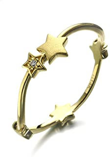 KnBoB Ringe Hochzeitsringe, Damen 14 Karat (585) Gold Ring, Stern Weiß Rund Diamant Verlobungsringe Schlicht Größe 51 (16.2)