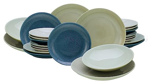 CreaTable, 19787, Serie SISU, 24-teiliges Geschirrset, Teller Set aus Steinzeug, spülmaschinen- und mikrowellengeeignet, Qualitätsproduktion