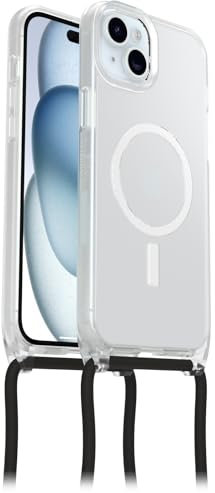 OtterBox React Necklace Hülle mit MagSafe für iPhone 15 Plus/iPhone 14 Plus, ultraschlanke, schützende Hülle mit Verstellbarer und Abnehmbarer Handykette, Getestet nach Militärstandard, Transparent