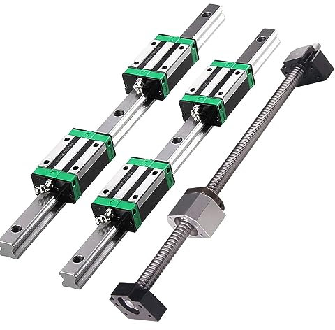 BEVDICNC HGR20 300mm Linearschiene 2 Stück Linearführung mit 4 Stück HGH20CA Schlittenschieberblock 1 Stück SFU1605 300mm Kugelgewinde Set für DIY CNC Fräser Drehmaschinen Fräsen