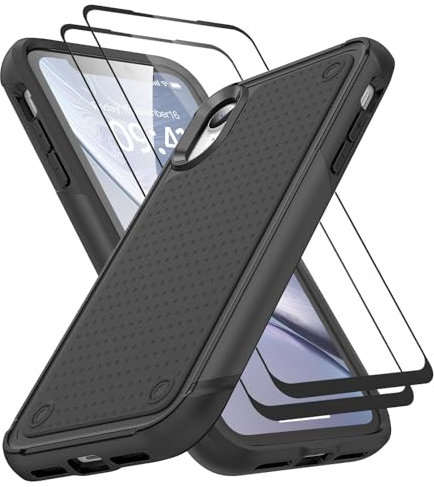 Jeylly for iPhone XR Case, iPhone XR Phone Case, Heavy Duty Rugged Hybrid Hard PC Back Soft Silicone Bumper Shockproof Protective Cover for iPhone XR (6.1 inch) 2018, Black