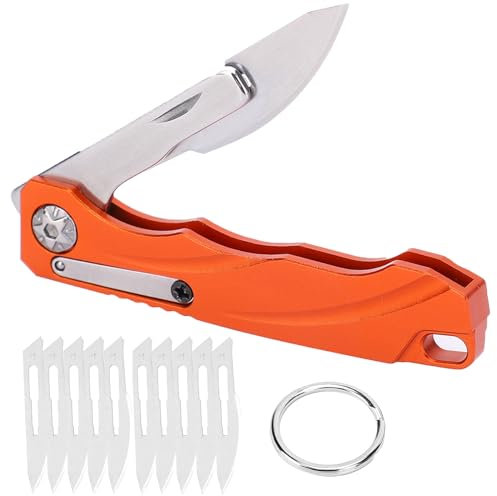 RUNQIN Mini Coltello Pieghevole con Lame, Coltello Tascabile Portatile di Ricambio Multifunzionale per Coltello da Caccia da Campeggio all'aperto per Escursionismo e Campeggio, Regalo per Uomo, Papà