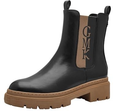 MARCO TOZZI by Guido Maria Kretschmer Damen Chelsea Boots mit Plateau mit Reißverschluss, Schwarz (Black/Nature), 38 EU
