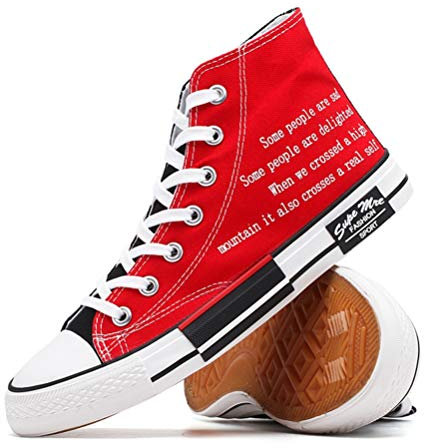 Zapatos de Lona Altos para Mujer Zapatos Planos de Graffiti Primavera Otoño Zapatos Deportivos Casuales Zapatillas de Deporte con Cordones Zapatillas Deportivas