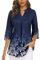 Flikity Ladies Blouses and Tops Dressy Womens Tunic Tops 3/4 Sleeve Work Attire Office Professional Business Casual Dress Shirts Career Formal Interview Dark Blue Floral Large
