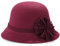 MESU Damen Filz Cape Hut Floral Fedora Cape Hut 1920er Jahre Bowling Retro Weinrot