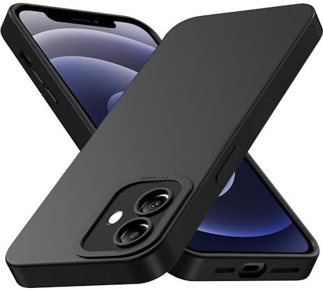 Tenphone Coque Antichoc pour iPhone 12 (6,1), Étui de Protection en Silicone TPU Souple avec Protection Caméra - Noir