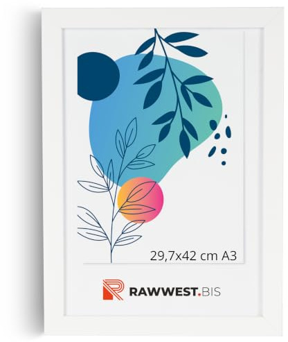 RAWWEST.BIS Bilderrahmen 29,7x42cm A3 MDF Holz Rahmen Posterrahmen mit Acrylglas Holzrahmen aus Holzplatten für Bilder Poster Fotos Puzzle Plakatrahmen zum Aufhängen & Aufstellen Fotorahmen Weiß