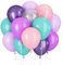 Luftballons Rosa Blau Lila Ballons Transparente Luftballon Meerjungfrau Magie Geburtstag Party Dekorationen 60STÜCK 12ZOLL Pastellrosa Metallic Violett Teal Ballons Unter dem Meer Helium Latex Ballon