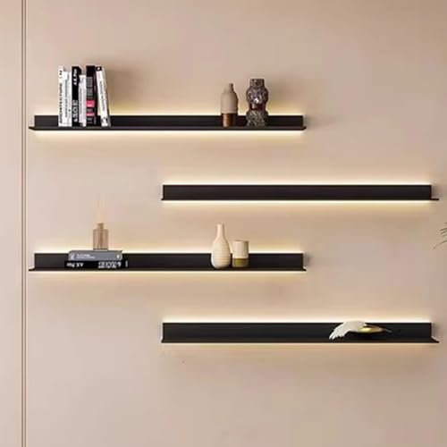 Lichtemittierende Regale, LED-Aluminium-Legierung Regale Wall Mounted Metall Partition Wand Showroom Führte Lichter Weinregal Kabinett Für Eingang Bar Arbeitsplatte Bad(27.6in/70cm)