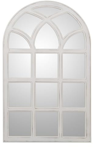 Alexandra House Living Specchio da parete bianco legno usurato finestra 4 x 76 x 50 cm
