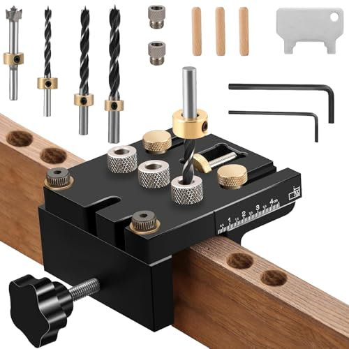 3-in-1 Bohrschablone Set 6/8/10/15mm, Dübellöcher Bohrschablone Set, Holzdübel Bohrschablone, Holzbearbeitung Winkel Bohrführung Positioner Locator Werkzeug, Dowel Jig