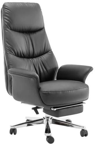 Chefsessel, Computerstuhl aus echtem Leder, ergonomischer Schreibtischstuhl für das Homeoffice, bequemer Drehstuhl mit verstellbarer Rückenlehne und einziehbarer Fußstütze, interessant Star of Light