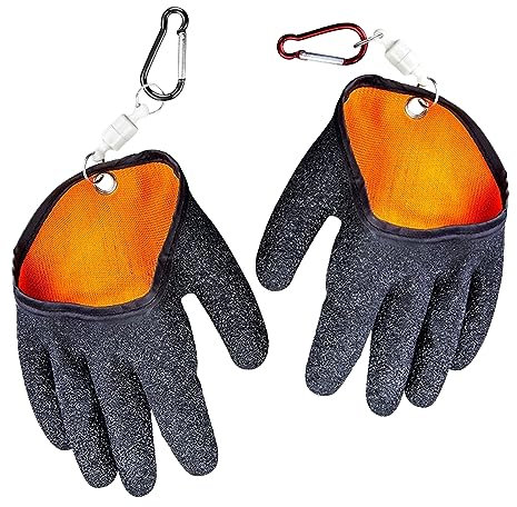 Professional 2Pcs Fishing Gloves with Magnet Release, Quick Drying, Puncture Proof, Anti-Slip for Handling, Catching, Cleaning