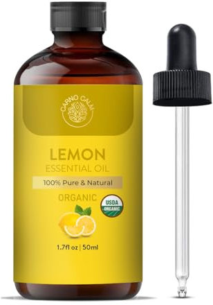 Carno Calm Lemon Essential Oil | 100% Pure and Natural Therapeutic Grade Lemon Oil | for Aromatherapy Diffuser Skin Balm Cleaning Wood | 1.7 fl. Oz
