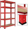 Robustes 5-stöckiges Metall-Garagenregal mit Steckregalen, 175 kg Kapazität pro Regal, rot, 180 x 90 x 40 cm