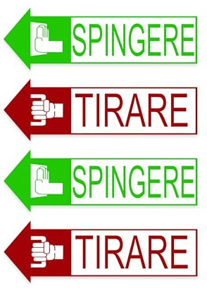 GamesMonkey® - Kit Etichette Adesivi Spingere e Tirare - Set di 4 Pezzi - Vari Modelli Disponibili - Adesivi Autoadesivi per Porte di Uffici, Negozi, Ristoranti, Bar, Strutture Sanitarie (V4)