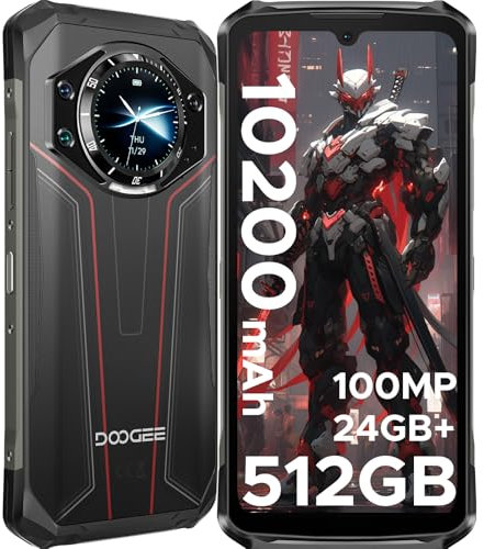 DOOGEE S119 Rugged Smartphone 2025, 512GB+24GB Telefono Indistruttibile, 10200mAh/33W, 1.32 IPS Rear Display, 6.58” FHD+ Cellulare Antiurto, 100MP+24MP Visione Notturnam, Android 14, NFC/4G Dual SIM