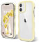 ORDA Cute, Wave Frame Curly Shape iPhone 12 Case, Shockproof Hard PC Phone Cover for Women and Girls, Compatible for iPhone 12/12 Pro 6.1 Yellow