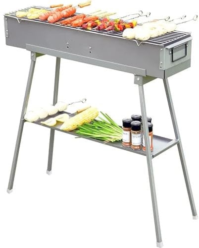 Tragbare Holzkohlegrills, kommerzieller Holzkohlegrill, zusammenklappbarer Campinggrill mit Lammspieß, für Gartencamping im Freien, Reisen, Wandern, Picknick