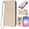 HALLKER Handyhülle für iPhone 11 Hülle, Klapphülle PU Leder Schutzhülle Klappbar Kartenfach Magnetverschluss Lederhülle für iPhone 11 - beige